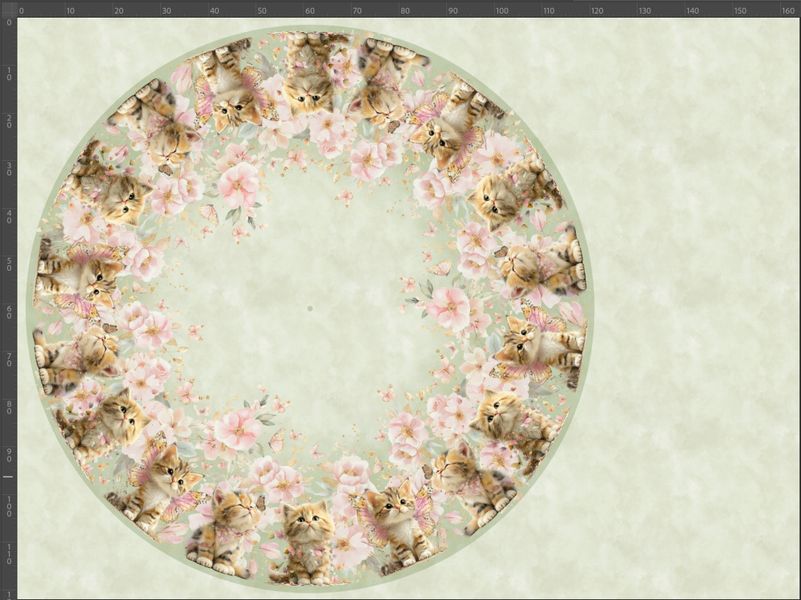 Jersey panel med sirkelskj&oslash;rt Kattunger -St&oslash;rre Barn