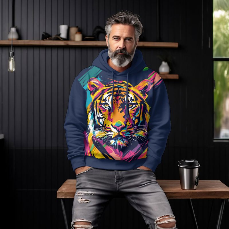 FT panel Tiger på Mørkeblått str. L, XL