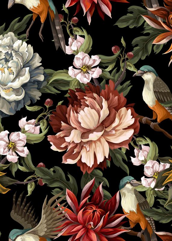 Jersey Store blomster på svart